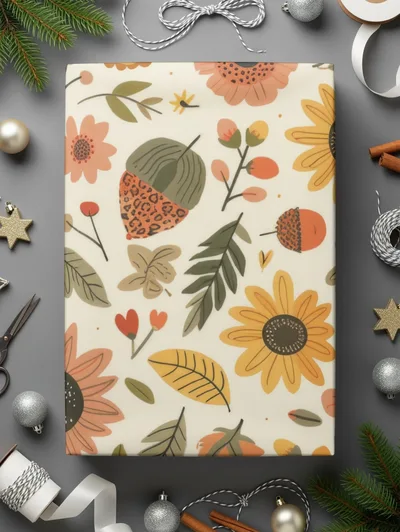 Blush Yellow Autumn Floral Boho Seamless Pattern Digital