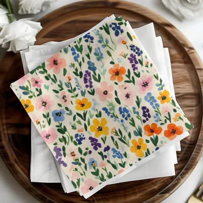 Blush, Yellow, Blue Painted Gouache Spring Florals, Digital Flower Pattern, Seamless Flower Field, Daffodil, Pansies, Digital Download