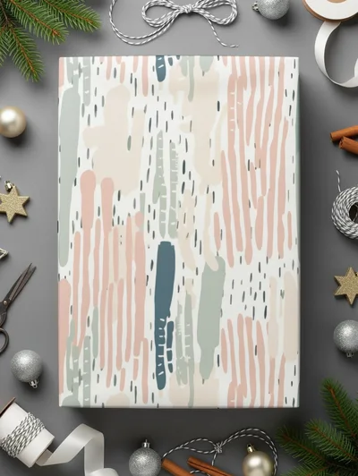 Boho Abstract Seamless Blush Sage Green Multicolored Digital