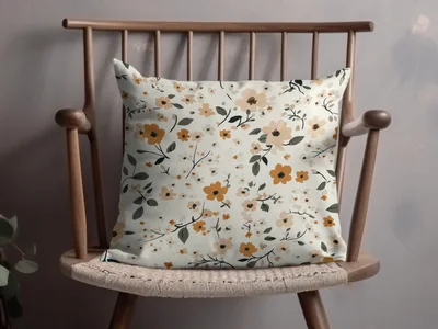 Boho Fall Ditsy Floral Beige and Brown Pattern Art Digital