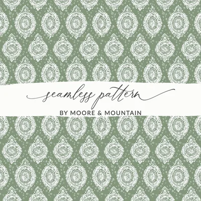 Boho Lace Seamless Digital Paper, Muted Green Repeat Pattern, Vintage Inspired Fabric Print, Art Deco Lace Design, Neutral Aesthetic Pattern
