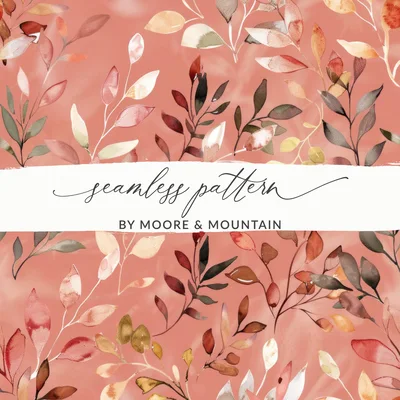 Boho Seamless Wildflower Dark Watercolor Wildflowers Pattern Digital