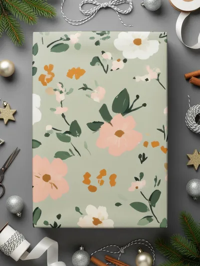 Boho Spring Sage Green Elegant Ditsy Floral Pattern for Backgrounds and Design Digital