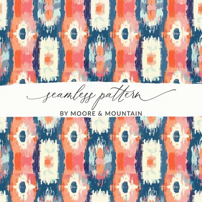 Boho Tribal Digital Pattern, Seamless Ikat Print, Commercial Use POD, Colorful Geometric Repeat, Summer Fabric Design