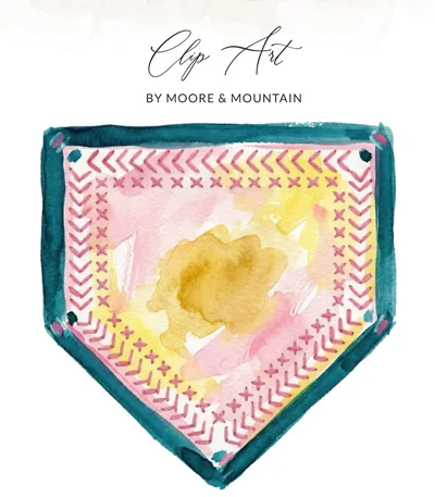 Boho Watercolor Baseball Home Plate Digital Art PNG - Artistic Sports Design, Baseball Mom Gift, Sublimation Ready
