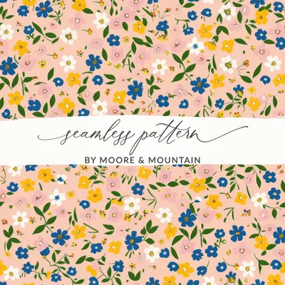 Boho Wildflower Seamless Spring Wildflowers Pattern Digital