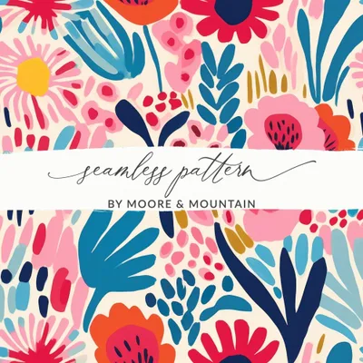Bold Floral Pattern, Digital Paper Pack, Modern Floral Design, Seamless Floral Pattern, Fabric Design, Commercial Use, Trendy Floral Pattern