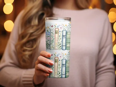 Books and Flowers Digital Repeat Pattern Whimsical Bookshelf Digital