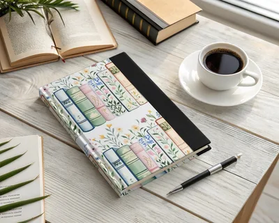 Books and Flowers Digital Repeat Pattern Whimsical Bookshelf Digital