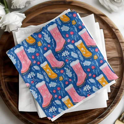 Boots and Flowers Cute Seamless Pattern Surface Design Digital