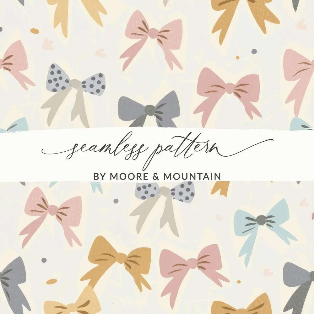 Bow Digital Paper, Seamless Bow Pattern, Pastel Bows Digital Download, Scrapbook Paper, Cute Bows, Fabric Design, Bow Background
