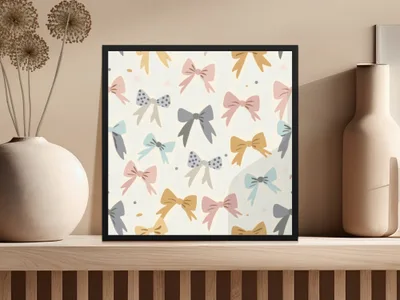 Bow Digital Paper, Seamless Bow Pattern, Pastel Bows Digital Download, Scrapbook Paper, Cute Bows, Fabric Design, Bow Background