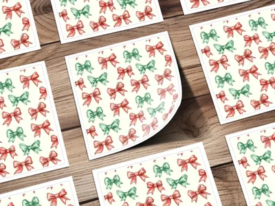 Bows Digital Paper, Coquette Christmas Holiday Bows Fabric Design, Pink, Green Bows, Scrapbooking Paper, Digital Download, forBow Seamless Pattern, Christmas Bows, Digital Paper, Holiday Scrapbook Paper, Red and Green Bows Digital Product