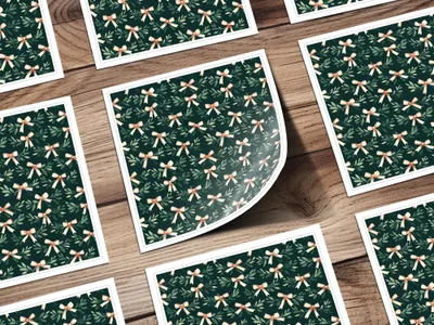 Bows Digital Paper, Seamless Pattern, Coquette Christmas Holiday Bows Fabric Design, Pink, Green Bows, Scrapbooking Paper, Digital Download, forBows and Leaves Christmas Holiday Pattern, Festive Repeat Pattern, Scrapbooking Fabric Design, Digital Download