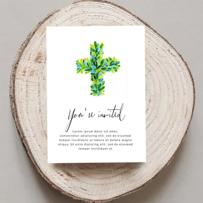 Boxwood Cross SVG PNG Digital, Christian Art Clipart, Green Botanical Cross, Baptism Clip Art,
