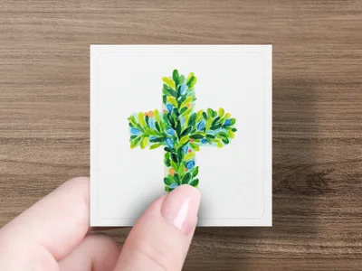 Boxwood Cross SVG PNG Digital, Christian Art Clipart, Green Botanical Cross, Baptism Clip Art,