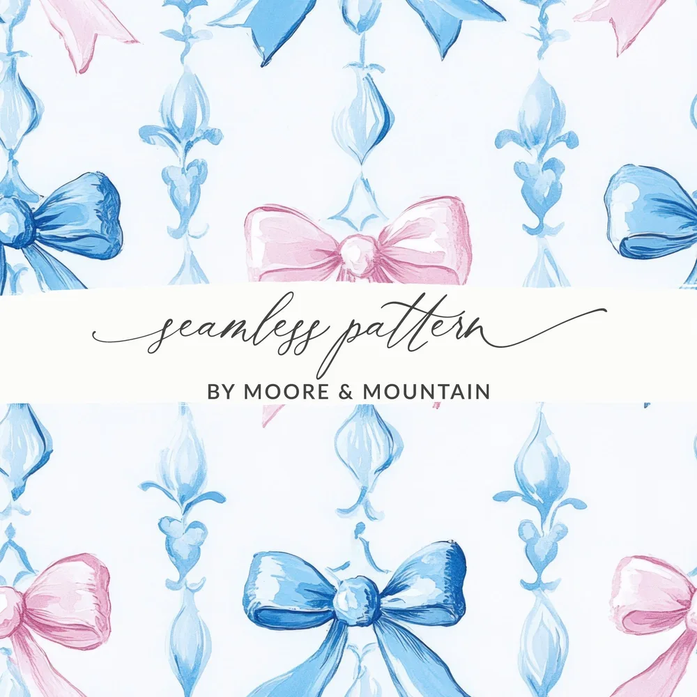 Boy Baby Shower Bow Trellis Design Pattern Digital