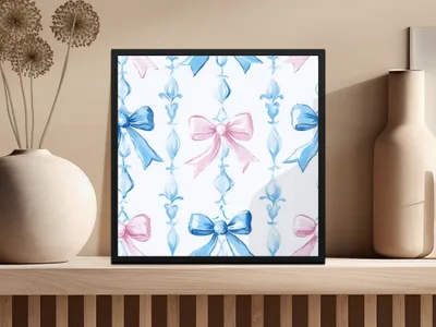 Boy Baby Shower Bow Trellis Design Pattern Digital
