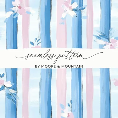 Boy Baby Shower Pink Blue Stripe Floral Digital