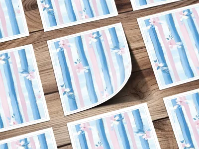 Boy Baby Shower Pink Blue Stripe Floral Digital