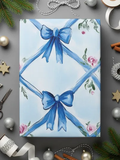 Boy Baby Shower Trellis with Blue Ribbons Digital