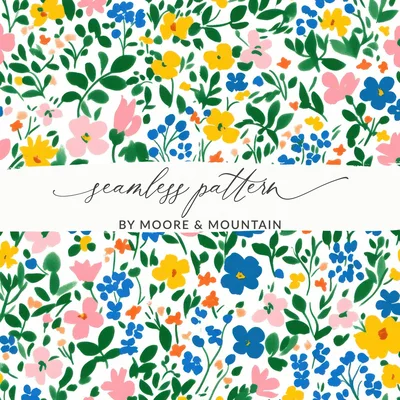 Bright Ditsy Floral Garden Multicolor Design Digital