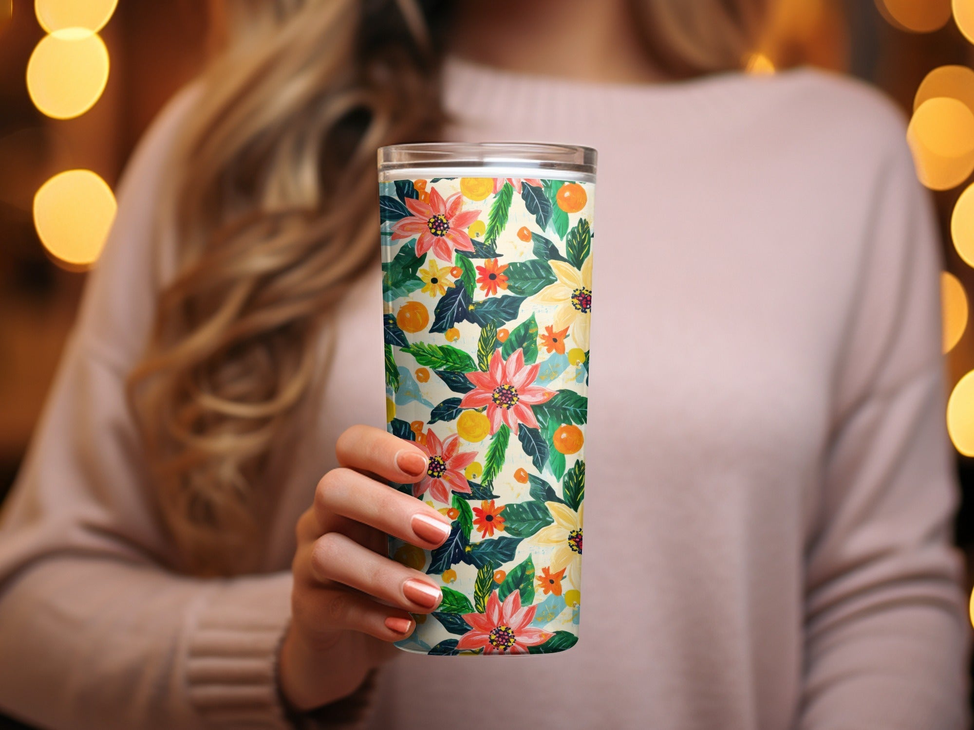 Bright Floral and Citrus Pattern Seamless Surface Design Digital