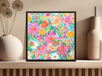 Bright Hot Pink Floral Seamless Pattern for Commercial Use