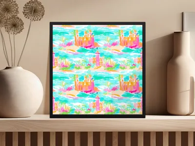 Bright Orange Neon Summery Preppy Beach Background Digital