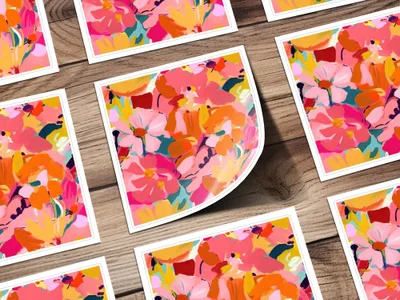 Bright Pink and Orange Acrylic Seamless Abstract, Digital Download, Floral Pattern, Modern Paint Strokes, Colorful Background, Art Print