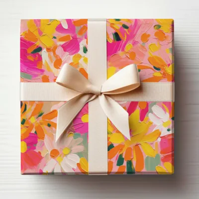Bright Pink and Orange Acrylic Seamless Abstract Digital, Floral Modern Paint Strokes, Flower Design, Painted Texture, Seamless Pattern