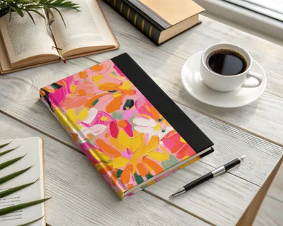 Bright Pink and Orange Acrylic Seamless Abstract Digital, Floral Modern Paint Strokes, Flower Design, Painted Texture, Seamless Pattern