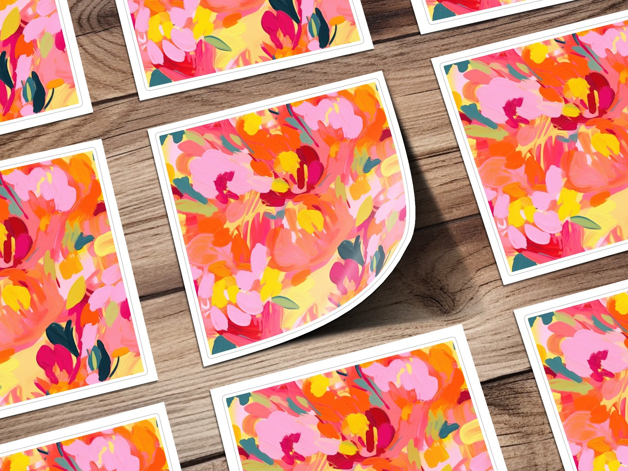 Bright Pink and Orange Acrylic Seamless Abstract Digital Paper, Modern Paint Strokes Pattern, Printable Background, Scrapbook Paper