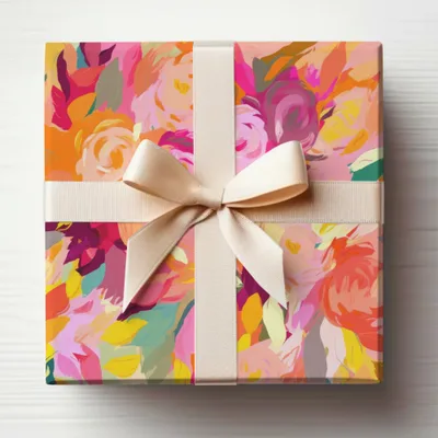 Bright Pink and Orange Acrylic Seamless Abstract Digital Roses, Floral Print, Flower Pattern, Repeating Pattern, Fabric Design, Wallpaper