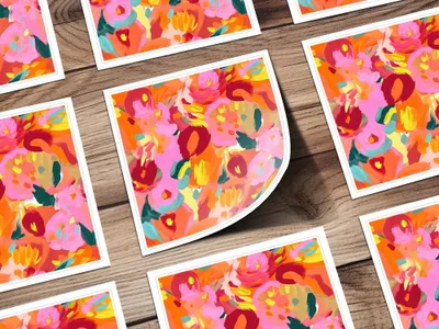Bright Pink and Orange, Acrylic Seamless Abstract Digital, Vibrant Painting, Modern Art, Trendy Pattern, Colorful Print, Graphic Design