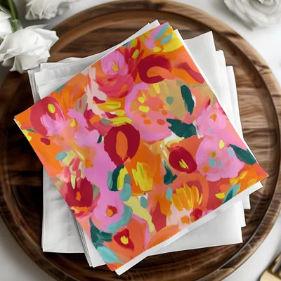 Bright Pink and Orange, Acrylic Seamless Abstract Digital, Vibrant Painting, Modern Art, Trendy Pattern, Colorful Print, Graphic Design