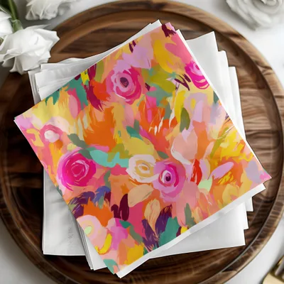 Bright Pink and Orange Floral, Acrylic Seamless Abstract, Digital Paper, Floral Pattern, Brush Strokes Design, Scrapbook Paper, Digital
