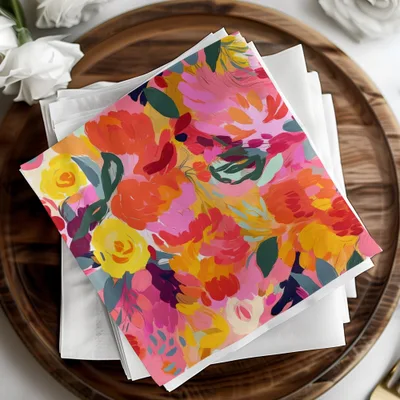 Bright Pink and Orange Floral, Oil Painted Brush Strokes, Seamless Abstract, Flower Pattern Digital Paper, Repeating Design, Vibrant Texture