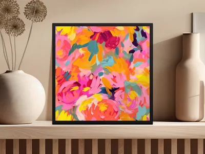 Bright Pink and Orange Oil Painted Brush Strokes, Acrylic Seamless Abstract, Digital Download, Printable Art, Fabric Design, DIY Projects