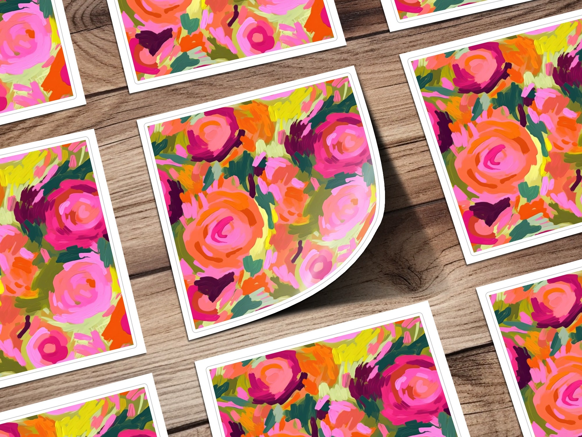 Bright Pink and Orange Oil Painted Brush Strokes, Acrylic Seamless Abstract, Flower Digital Print, Digital Paper, Digital Download Art