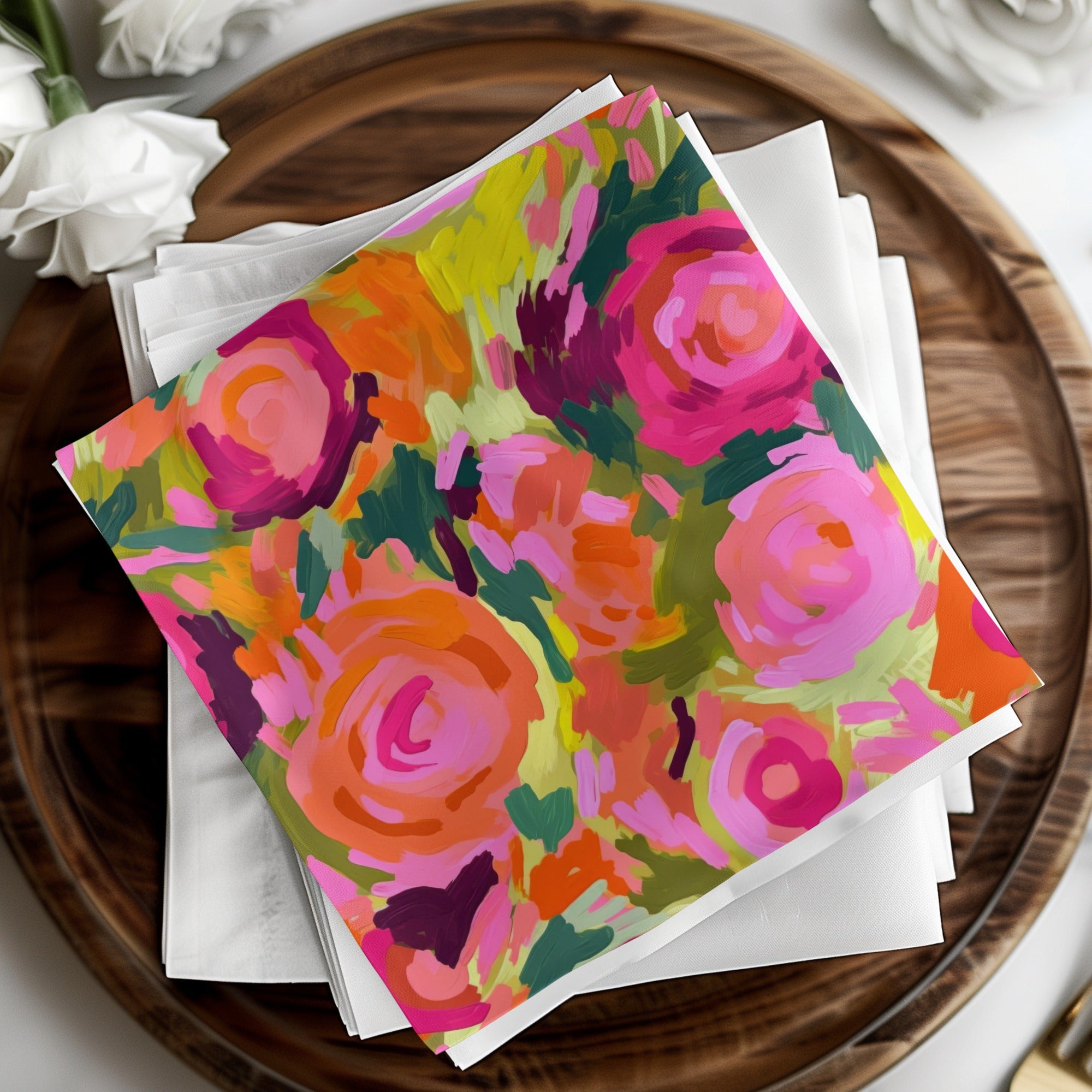 Bright Pink and Orange Oil Painted Brush Strokes, Acrylic Seamless Abstract, Flower Digital Print, Digital Paper, Digital Download Art