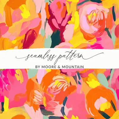 Bright Pink and Orange Oil Painted Brush Strokes Digital, Abstract Art, Seamless Texture, Printable Design, Fabric Pattern, Commercial Use