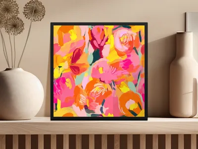 Bright Pink and Orange Oil Painted Brush Strokes Digital, Abstract Art, Seamless Texture, Printable Design, Fabric Pattern, Commercial Use