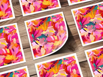 Bright Pink and Orange Oil Painted Brush Strokes Digital, Seamless Abstract, Modern Abstract Art, Printable Art, Commercial Use