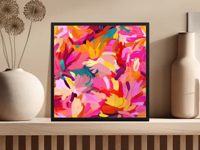 Bright Pink and Orange Oil Painted Brush Strokes Digital, Seamless Abstract, Modern Abstract Art, Printable Art, Commercial Use