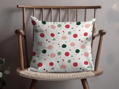 Bright Red Christmas Pink and Green Polka Dots Seamless Xmas Background Digital