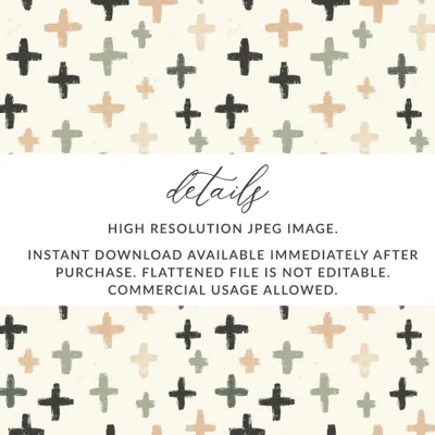 Brush Stroke Crosses Digital Paper, Seamless Neutral Cross Pattern, Geometric Digital Print, Modern Digital Texture, Boho Crosses Image
