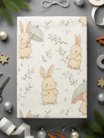 Bunny Digital Paper, Easter Seamless Pattern, Cute Rabbit Print, Floral Background, Spring Texture, Digital Download for Fabric, 12x12 JPEG