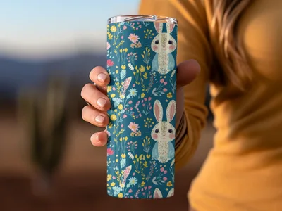Bunny Digital Paper, Floral Bunny Pattern, Seamless Easter Pattern, Cute Bunny Design, Spring Floral Pattern, Digital Background