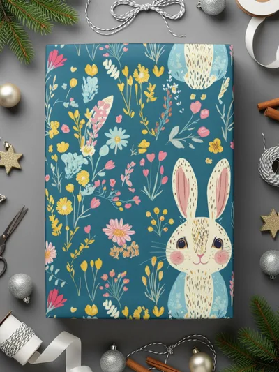 Bunny Digital Paper, Floral Bunny Pattern, Seamless Easter Pattern, Cute Bunny Design, Spring Floral Pattern, Digital Background